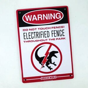 NWOT Loot Crate Jurassic World Warning Raptor Electrified Fence Sign